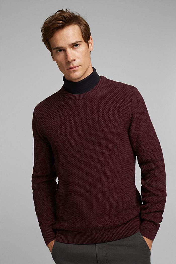Jumper made of 100% organic cotton, BORDEAUX RED, detail image number 0