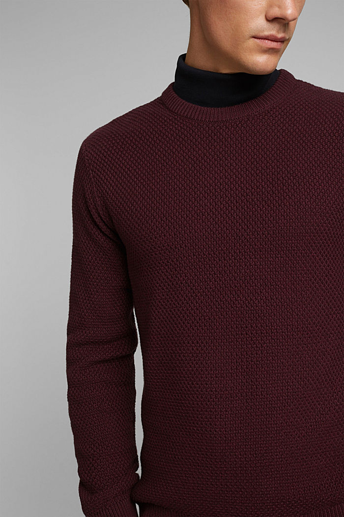 Jumper made of 100% organic cotton, BORDEAUX RED, detail image number 2