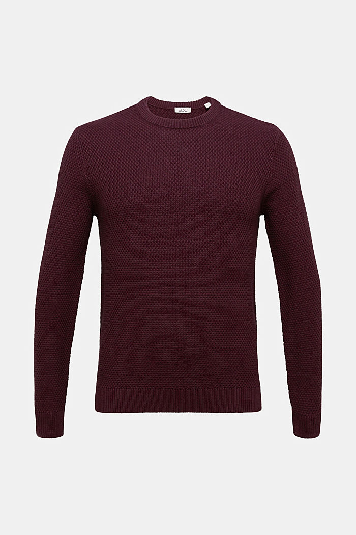 Sweter, 100% bawełny organicznej, BORDEAUX RED, overview