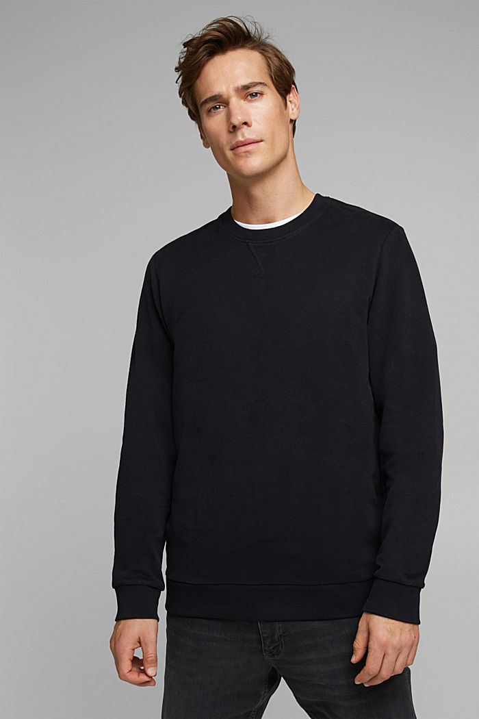 Sweatshirt van 100% katoen, BLACK, overview