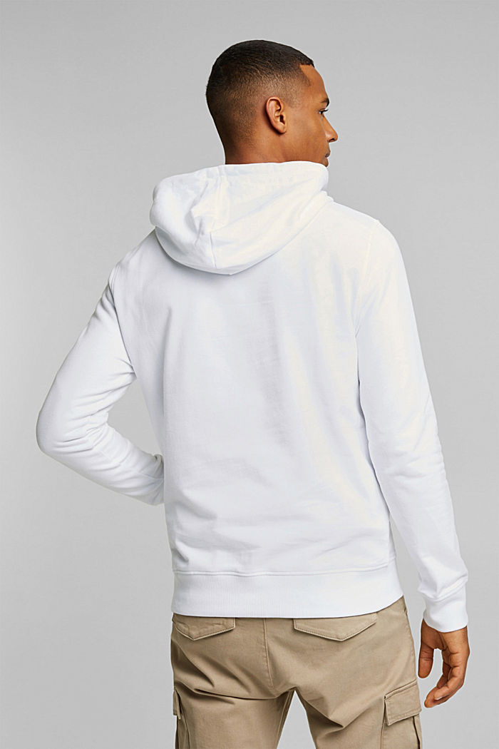 Sudadera de capucha en 100 % algodón, WHITE, detail image number 3