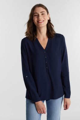 ESPRIT - Henley blouse made of LENZING™ ECOVERO™ at our Online Shop