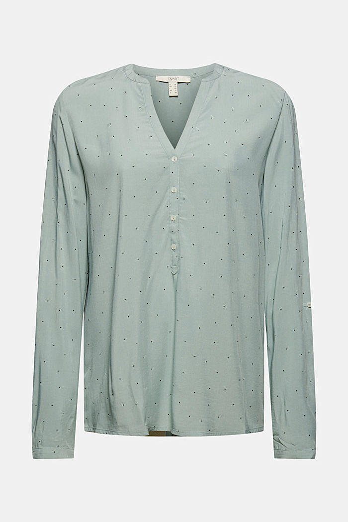 Henley blouse van LENZING™ ECOVERO™, DUSTY GREEN, overview