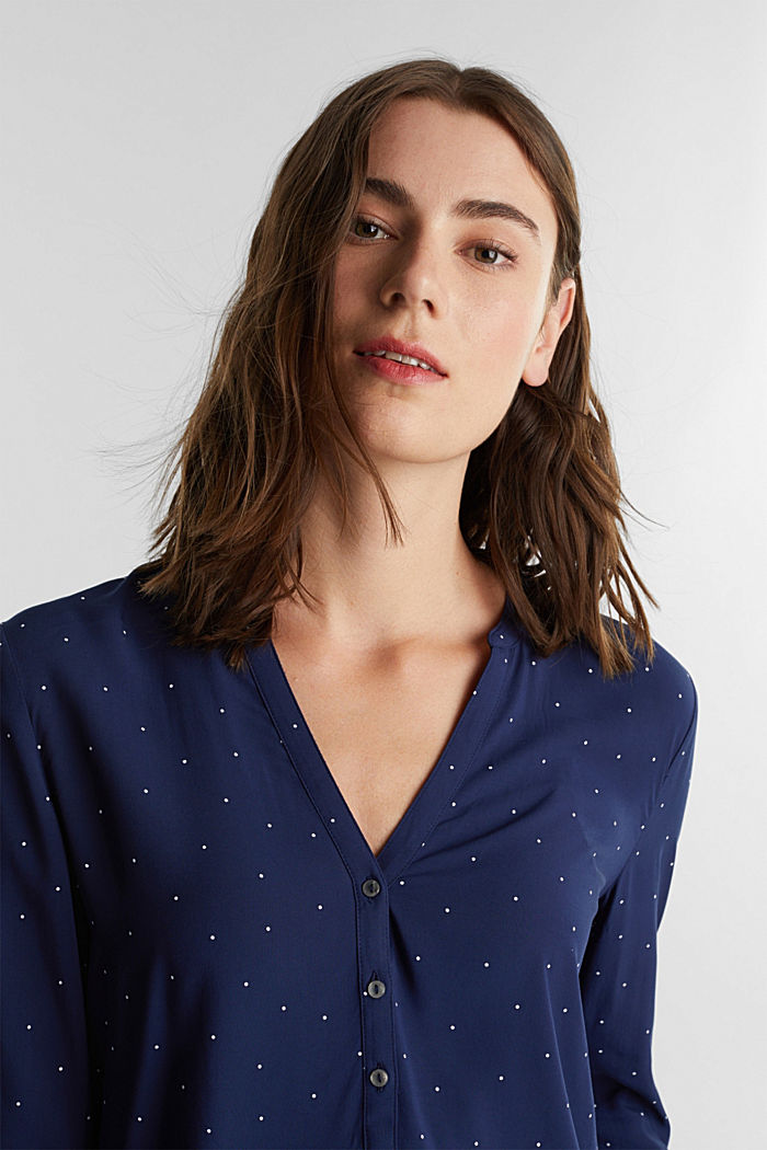 Henley blouse van LENZING™ ECOVERO™, NAVY, detail image number 6