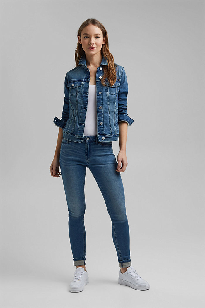 Jeans-Jacke aus softem Jogger-Denim, BLUE MEDIUM WASHED, detail image number 6