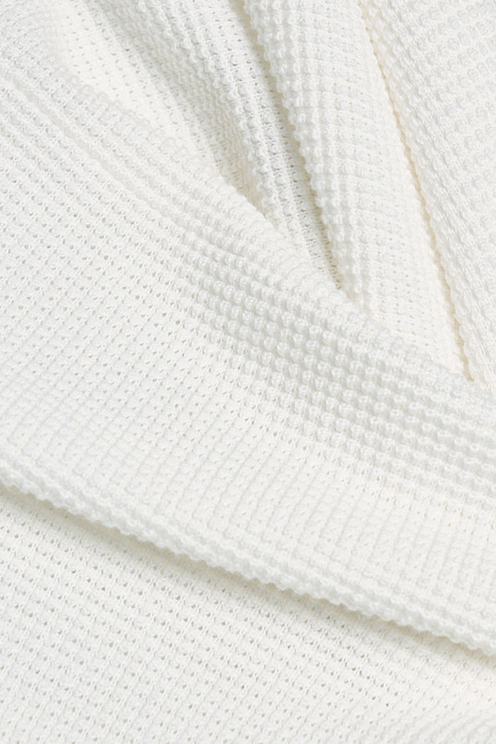 Gestructureerd vest van een mix met biologisch katoen, OFF WHITE, detail image number 4