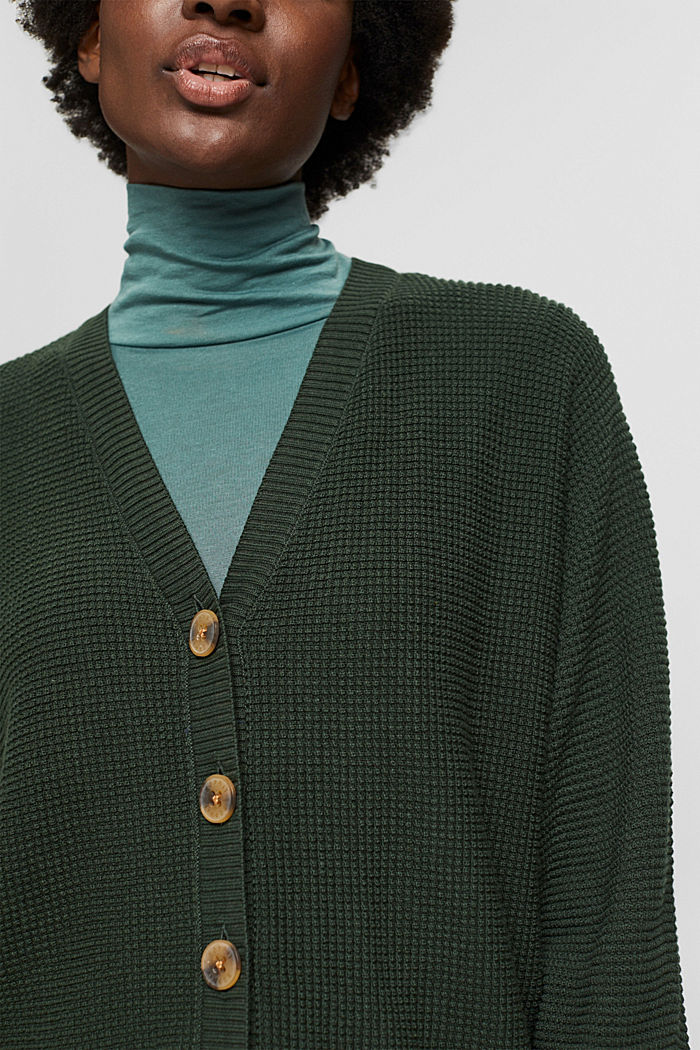 Gestructureerd vest van een mix met biologisch katoen, DARK GREEN, detail image number 2