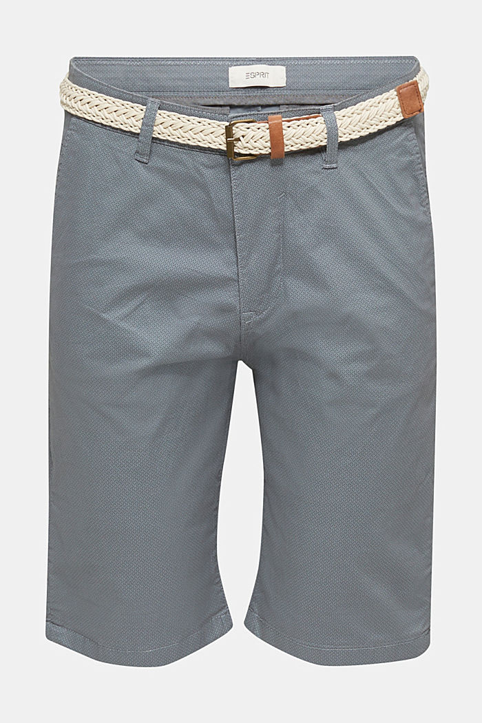Short à ceinture, coton biologique, GREY BLUE, detail image number 0