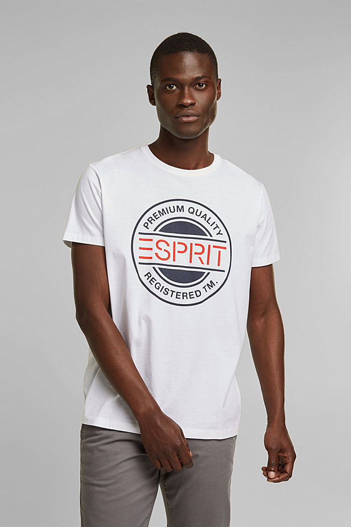T shirt en jersey à logo imprimé, 100 % coton, WHITE, detail image number 0