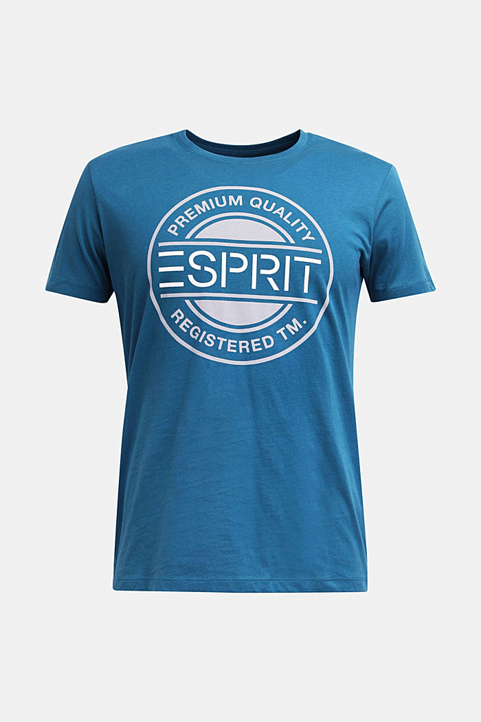 T shirt en jersey à logo imprimé, 100 % coton, PETROL BLUE, overview