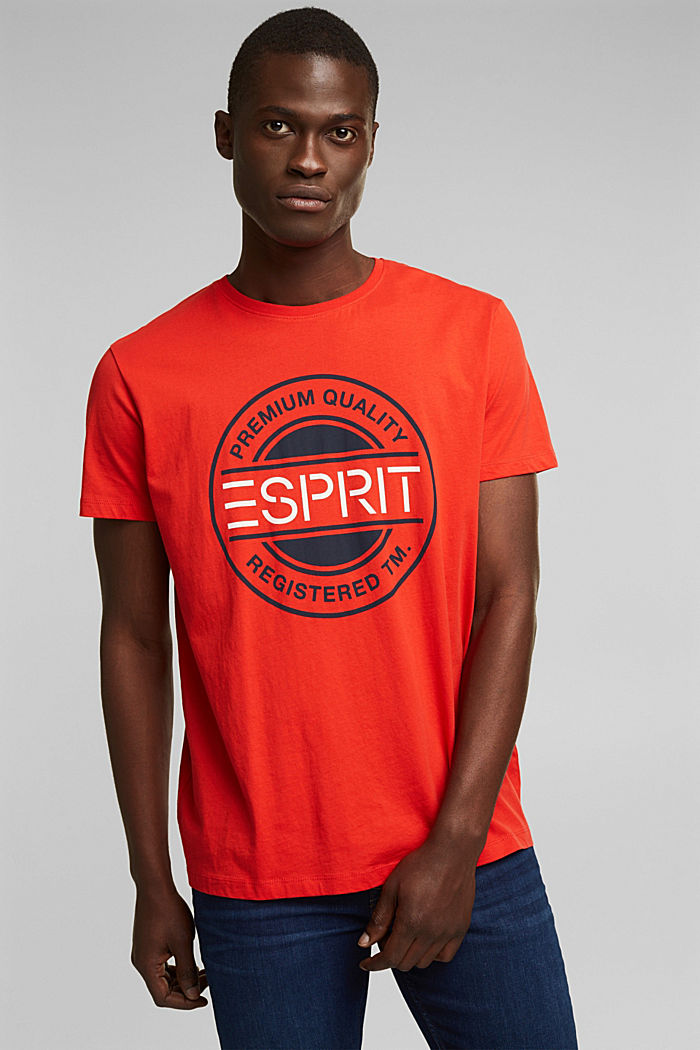 Jersey T-shirt with a logo print, 100% cotton