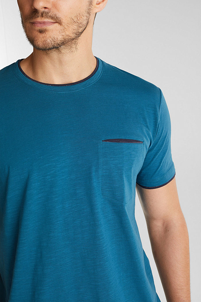 Jersey shirt van 100% biologisch katoen, PETROL BLUE, detail image number 1