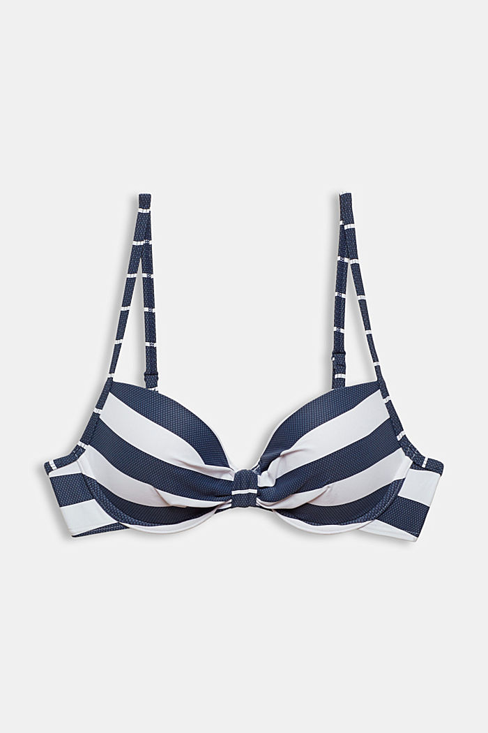 Padded underwire top with stripes, DARK BLUE, overview