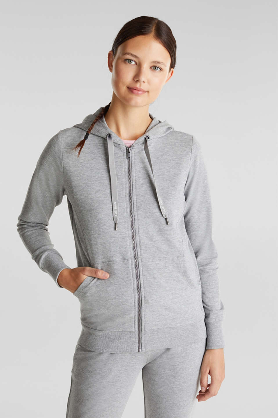 Esprit - Velvety hoodie with organic cotton at our Online Shop