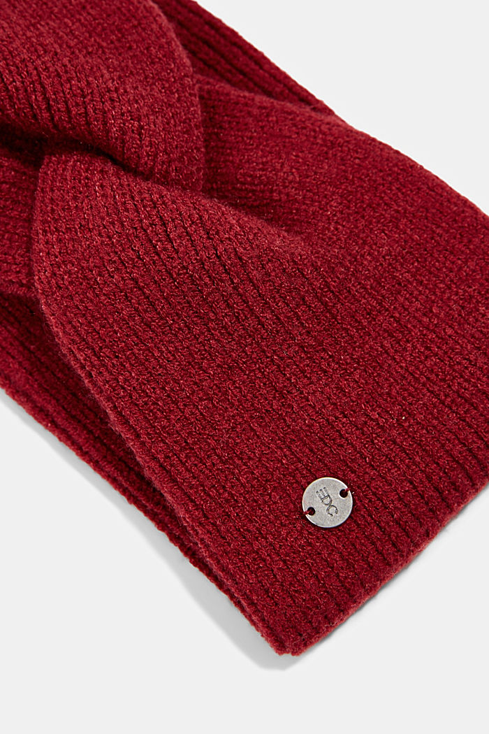 Gerecycled: gebreide hoofdband, DARK RED, detail image number 1