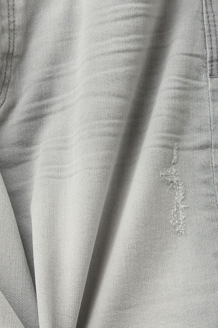 Short en jean en coton biologique, GREY MEDIUM WASHED, detail image number 4