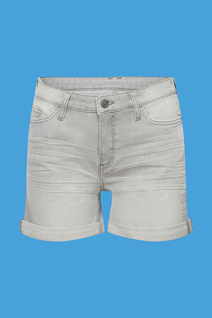 Short en jean en coton biologique, GREY MEDIUM WASHED, detail image number 7
