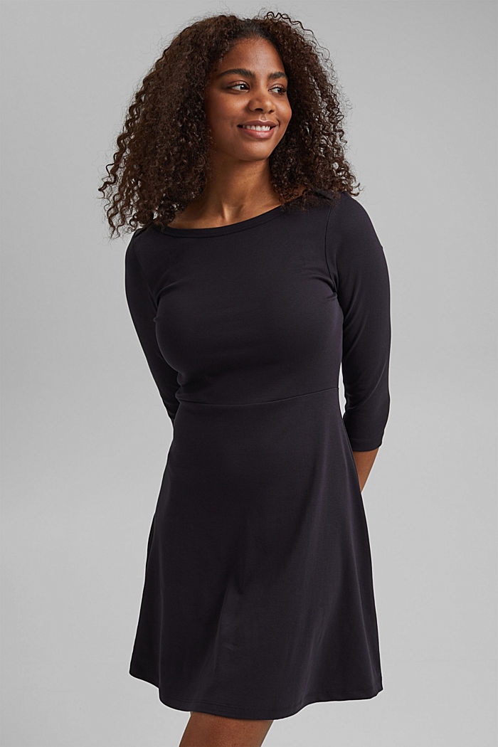 Jersey-Kleid aus Organic Cotton, BLACK, overview