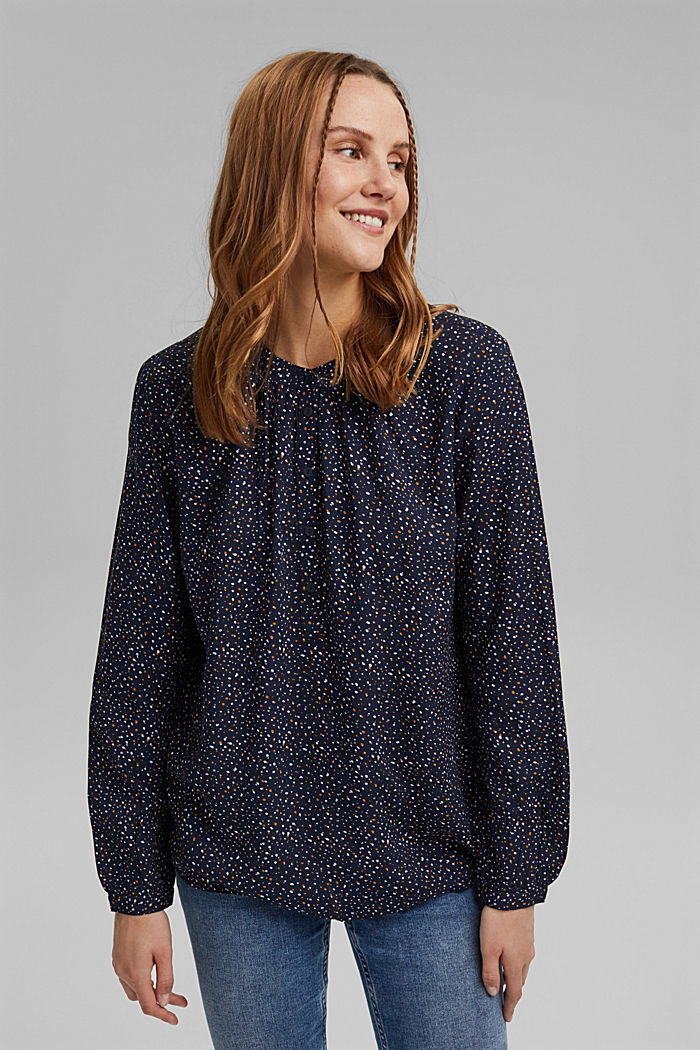 Henley blouse with print, LENZING™ ECOVERO™