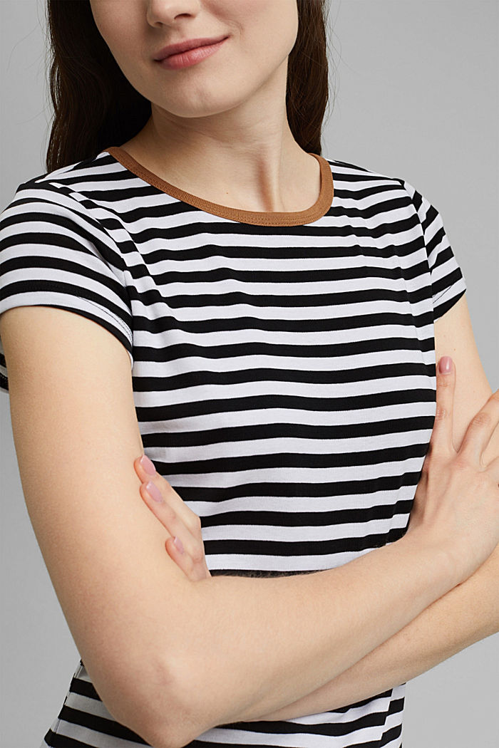 T-Shirt mit Streifen, 100% Organic Cotton, BLACK, detail image number 2