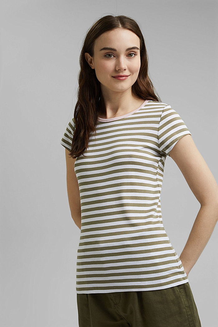 T-Shirt mit Streifen, 100% Organic Cotton, LIGHT KHAKI, detail image number 0