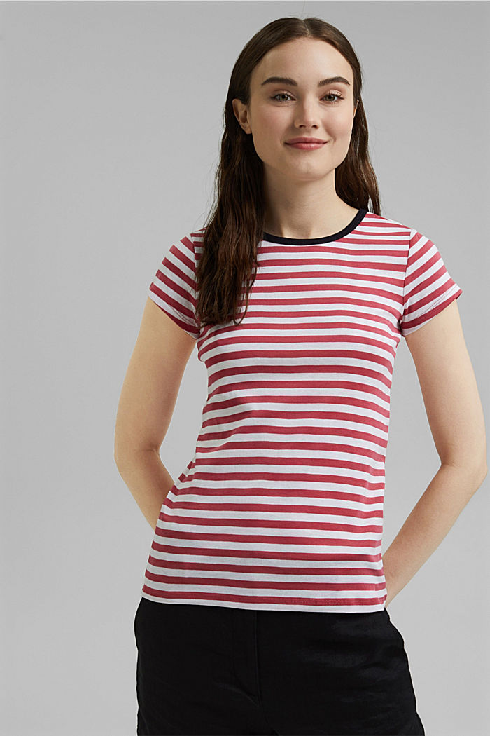 T-Shirt mit Streifen, 100% Organic Cotton, BLUSH, detail image number 5