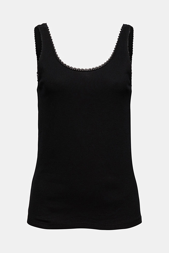 Sleeveless top with lace, organic cotton