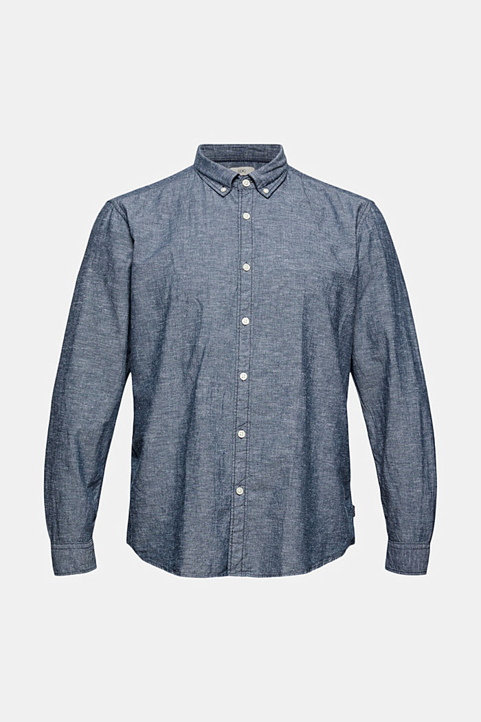 Lin et coton biologique : la chemise à col boutonné, NAVY, detail image number 7