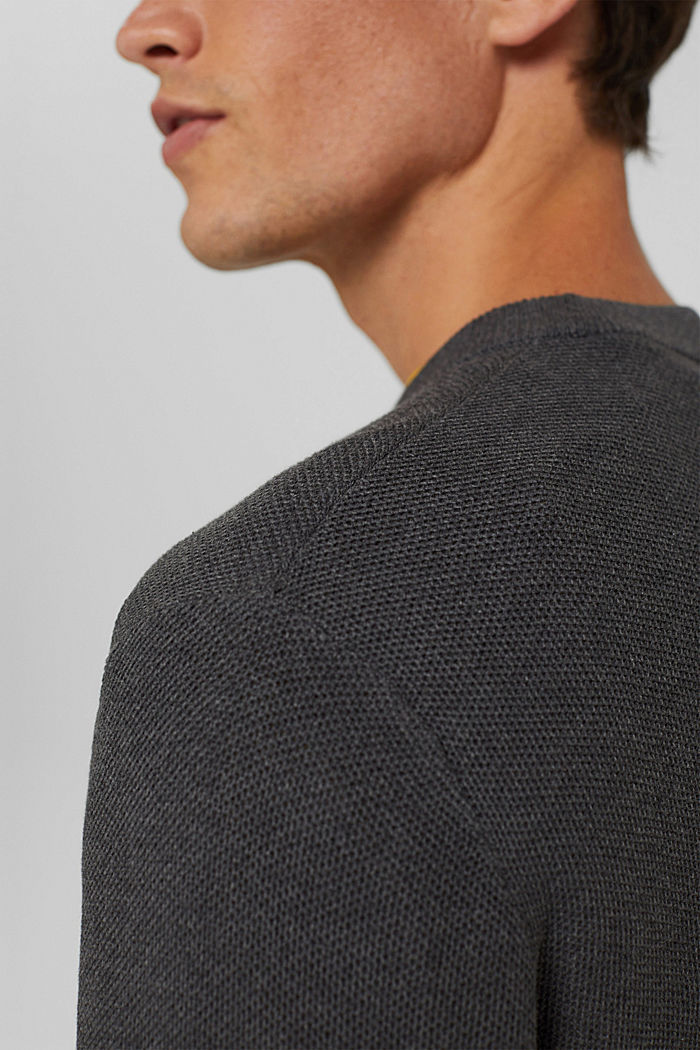 Textured jumper made of 100% organic cotton, DARK GREY, detail image number 2
