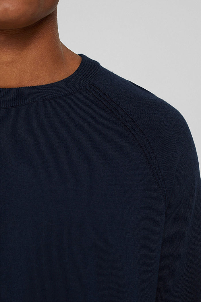 Con cachemir: jersey con cuello redondo, NAVY, detail image number 2