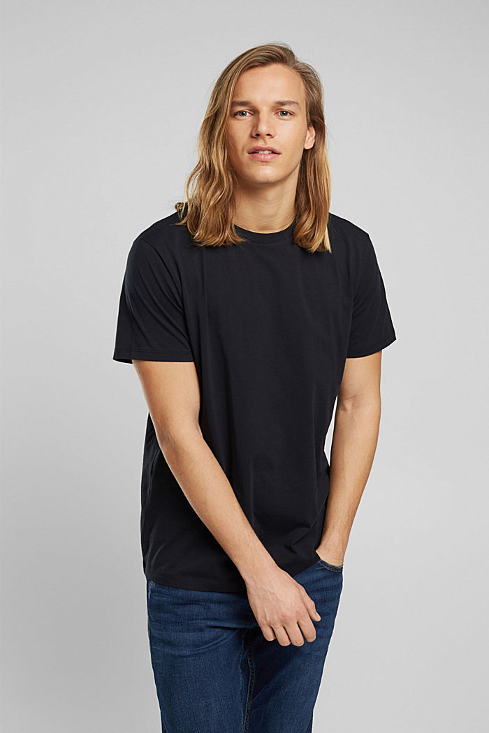 Jersey-T-Shirt aus 100% Bio-Baumwolle, BLACK, detail image number 0
