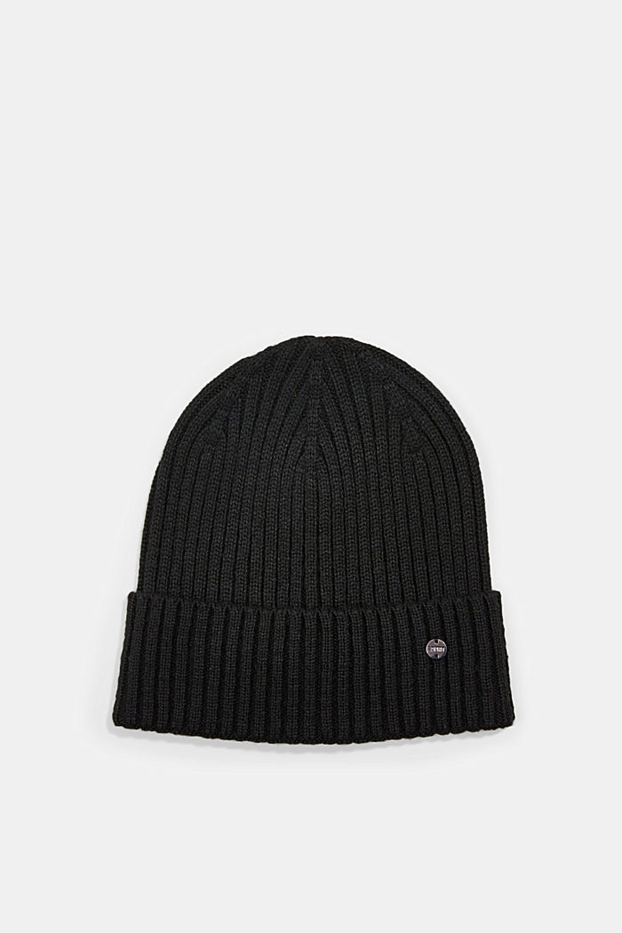 Recycelt: Beanie aus Woll-Mix, BLACK, detail image number 0