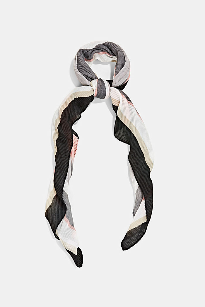 Sjaal met plooien en strepen, GREY, detail image number 0