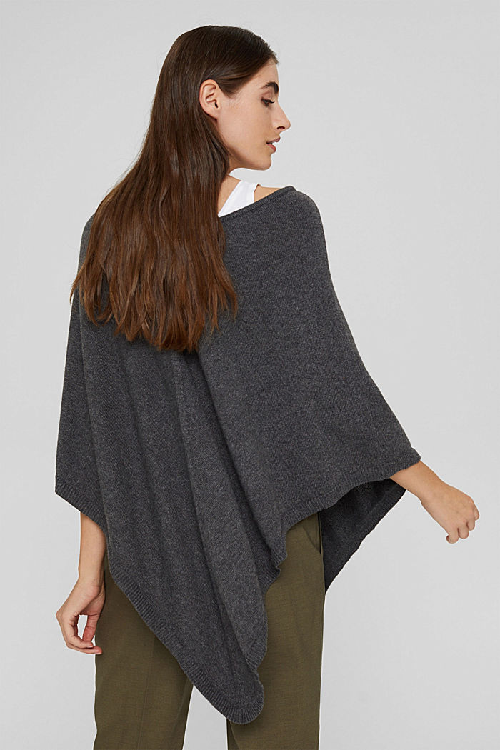 Recycelt: Woll-Mix-Poncho, DARK GREY, detail image number 4