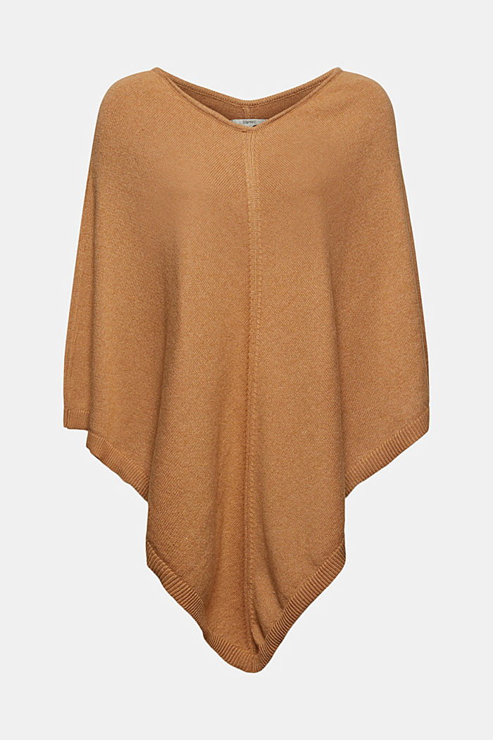 Recycelt: Woll-Mix-Poncho, CARAMEL, detail image number 0