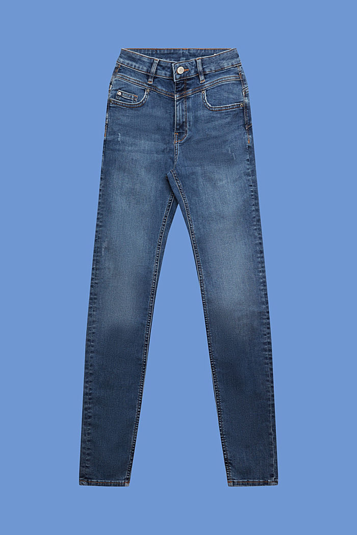 Shaping jeans met hoge taille, BLUE MEDIUM WASHED, detail image number 6