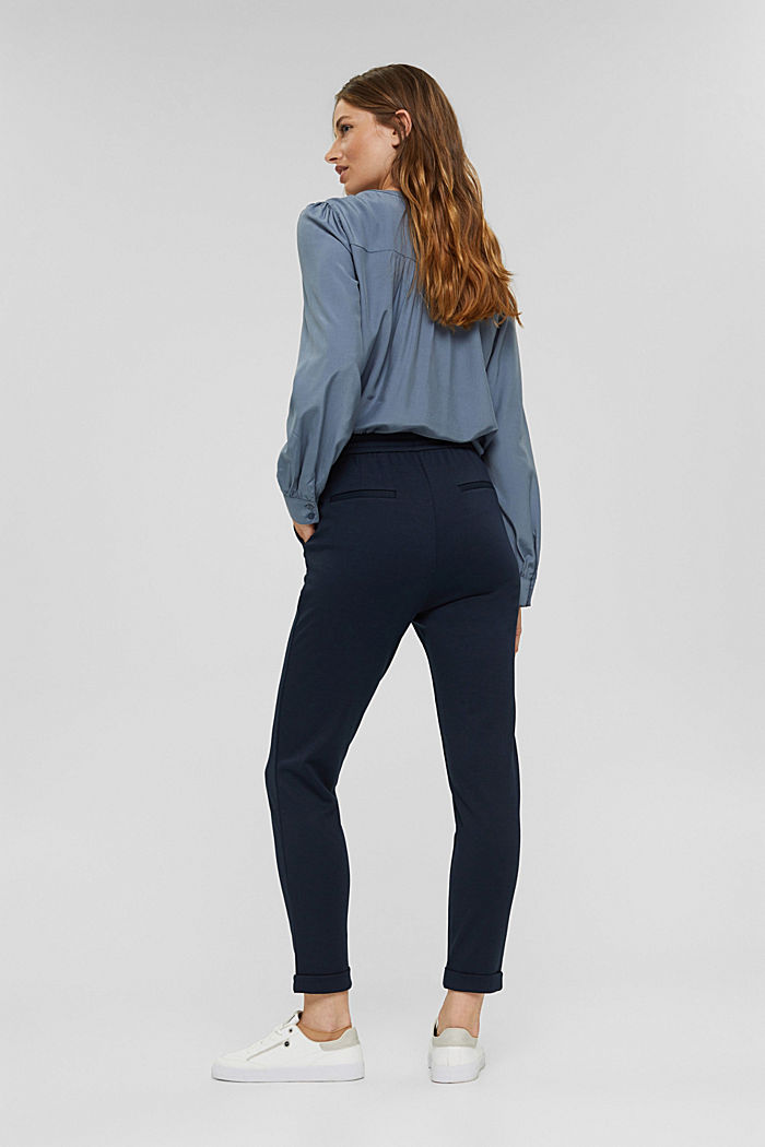 Pantalon de jogging en maille piquée à taille élastique, NAVY, detail image number 3