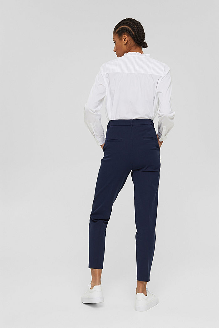Pantalon stretch en coton mélangé, NAVY, detail image number 3