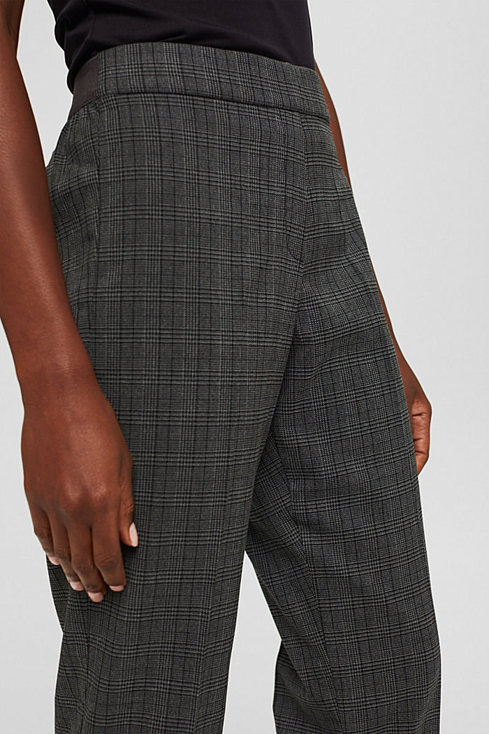 Pantalon à carreaux raccourci, à ceinture élastique, DARK GREY, detail image number 2