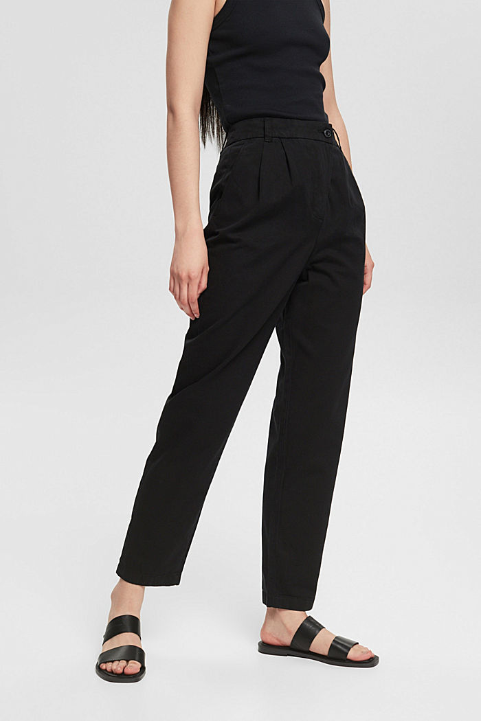 Pima cotton high rise chinos, BLACK, detail-asia image number 0