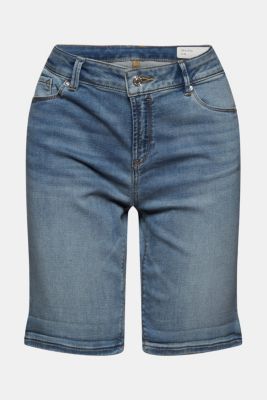 Denim short van zachte joggingstof