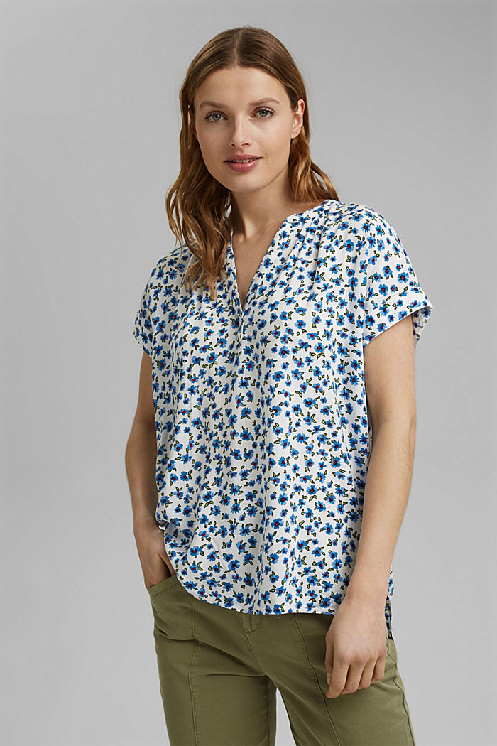 Haut façon blouse en LENZING™ ECOVERO™, OFF WHITE, detail image number 0