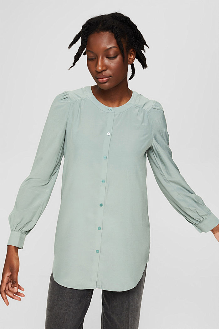 Lange blouse met LENZING™ ECOVERO™, DUSTY GREEN, detail image number 0