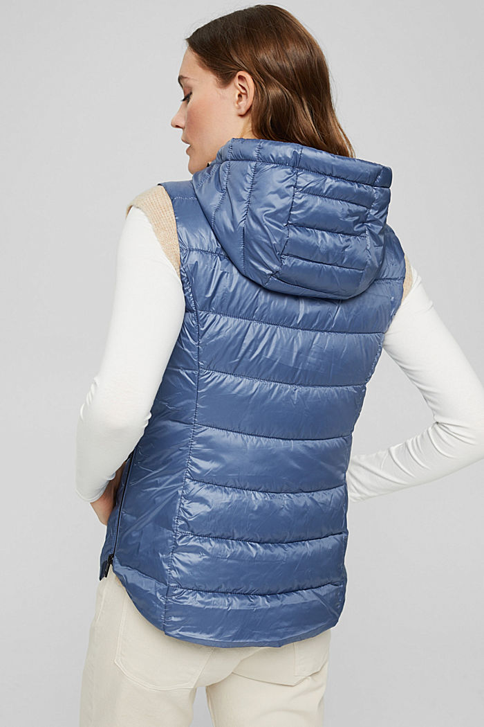 En matière recyclée : veste sans manches à capuche amovible, GREY BLUE, detail image number 3