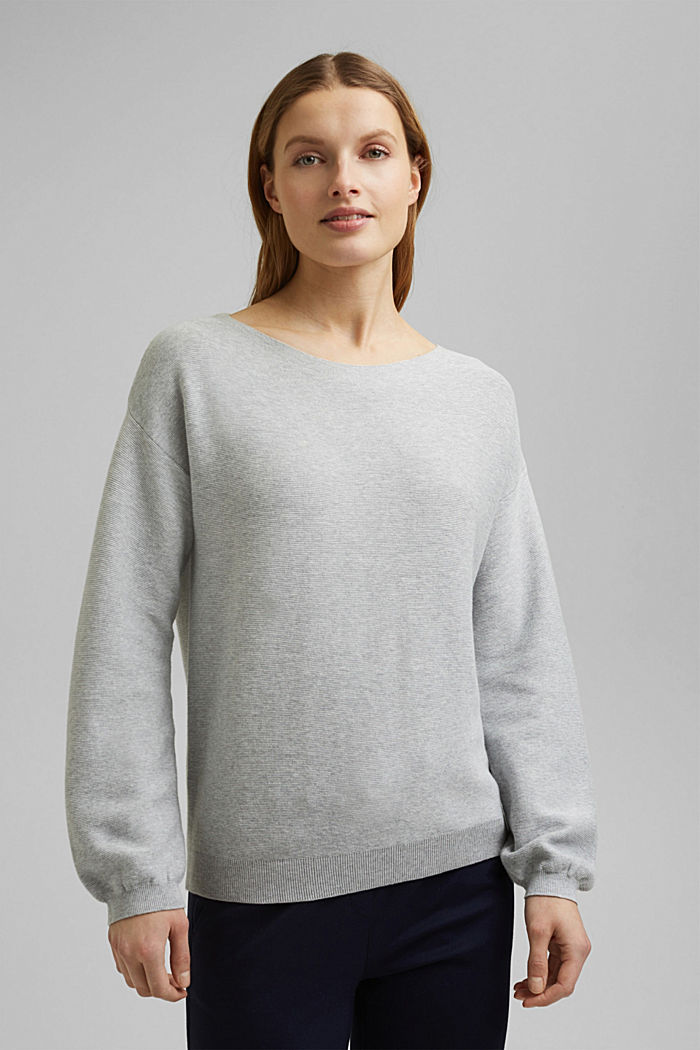 Knit jumper made of 100% organic cotton, LIGHT GREY, detail image number 0