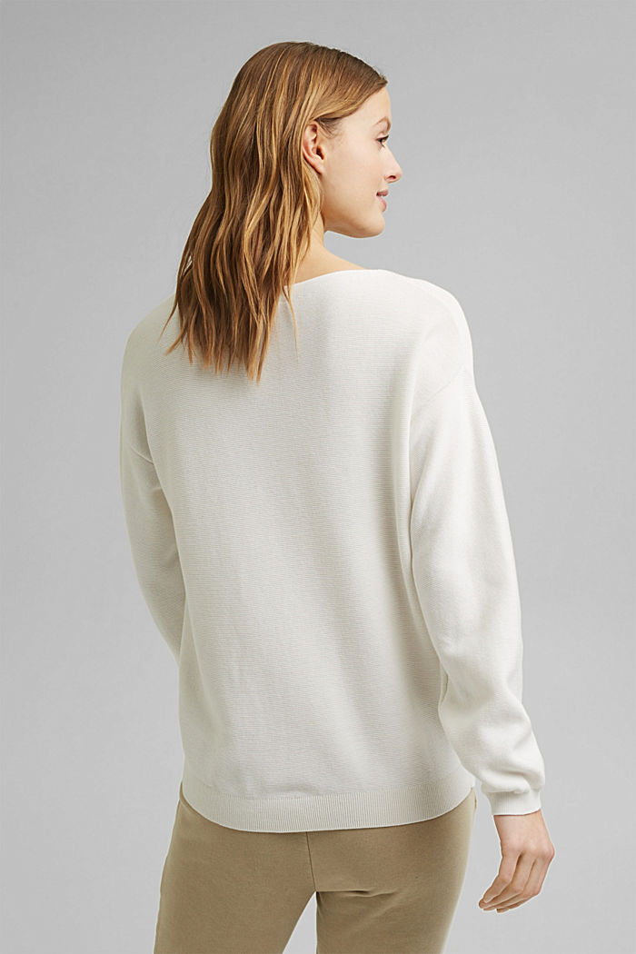 Knit jumper made of 100% organic cotton, OFF WHITE, detail image number 3