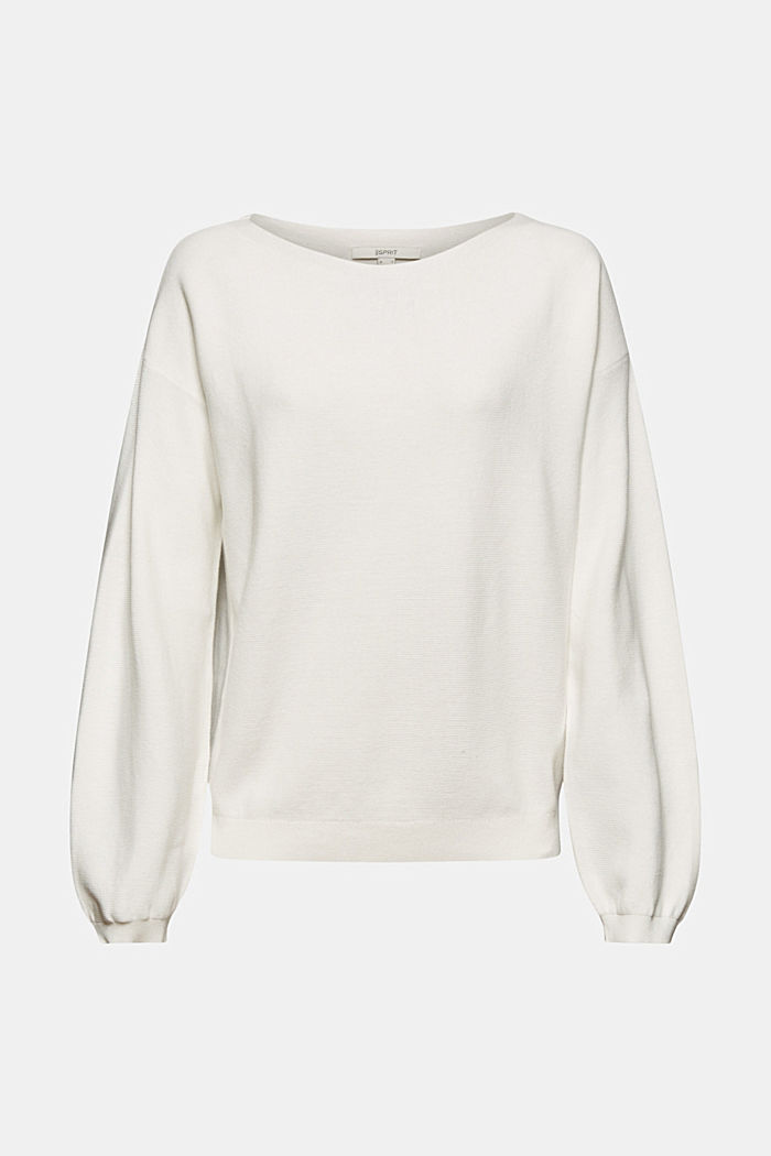Pull-over en maille, 100 % coton biologique, OFF WHITE, overview
