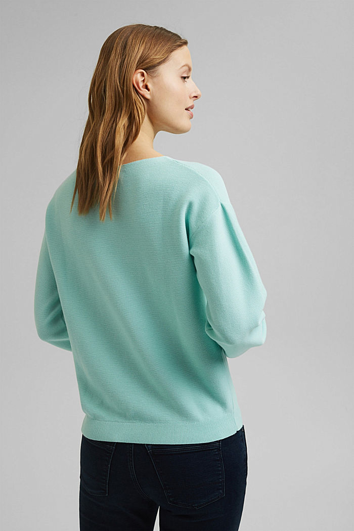 Knit jumper made of 100% organic cotton, LIGHT TURQUOISE, detail image number 3