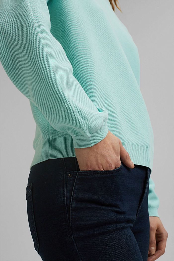 Knit jumper made of 100% organic cotton, LIGHT TURQUOISE, detail image number 2