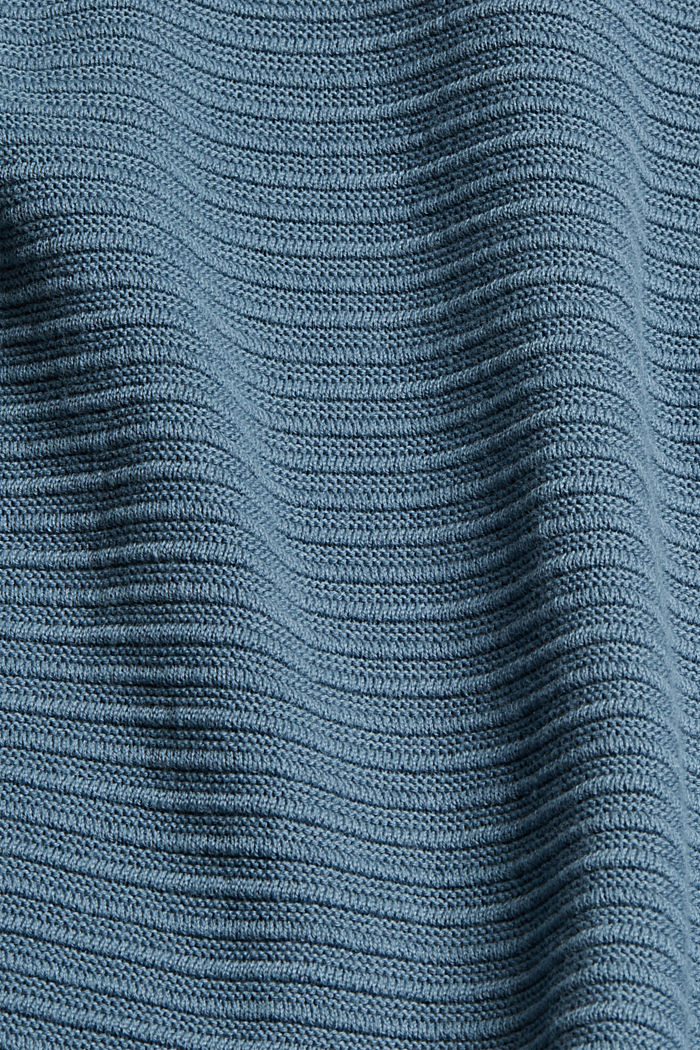 Open ribbed cardigan made of organic cotton, GREY BLUE, detail image number 4